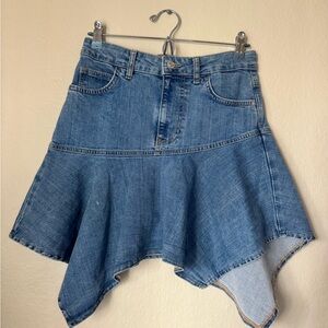Free People Asymmetrical Denim Skirt - Blue